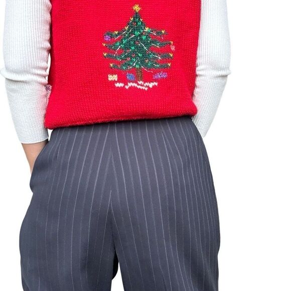 Worthington Navy Blue Striped Lined Trousers Dress Pants Size 14 Women Work - Picture 5 of 8